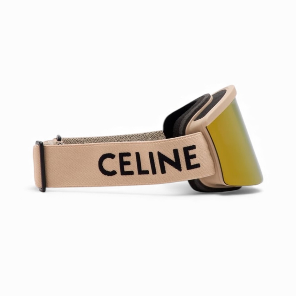 Celine Monochrome Logo Print Ski Goggles Beige